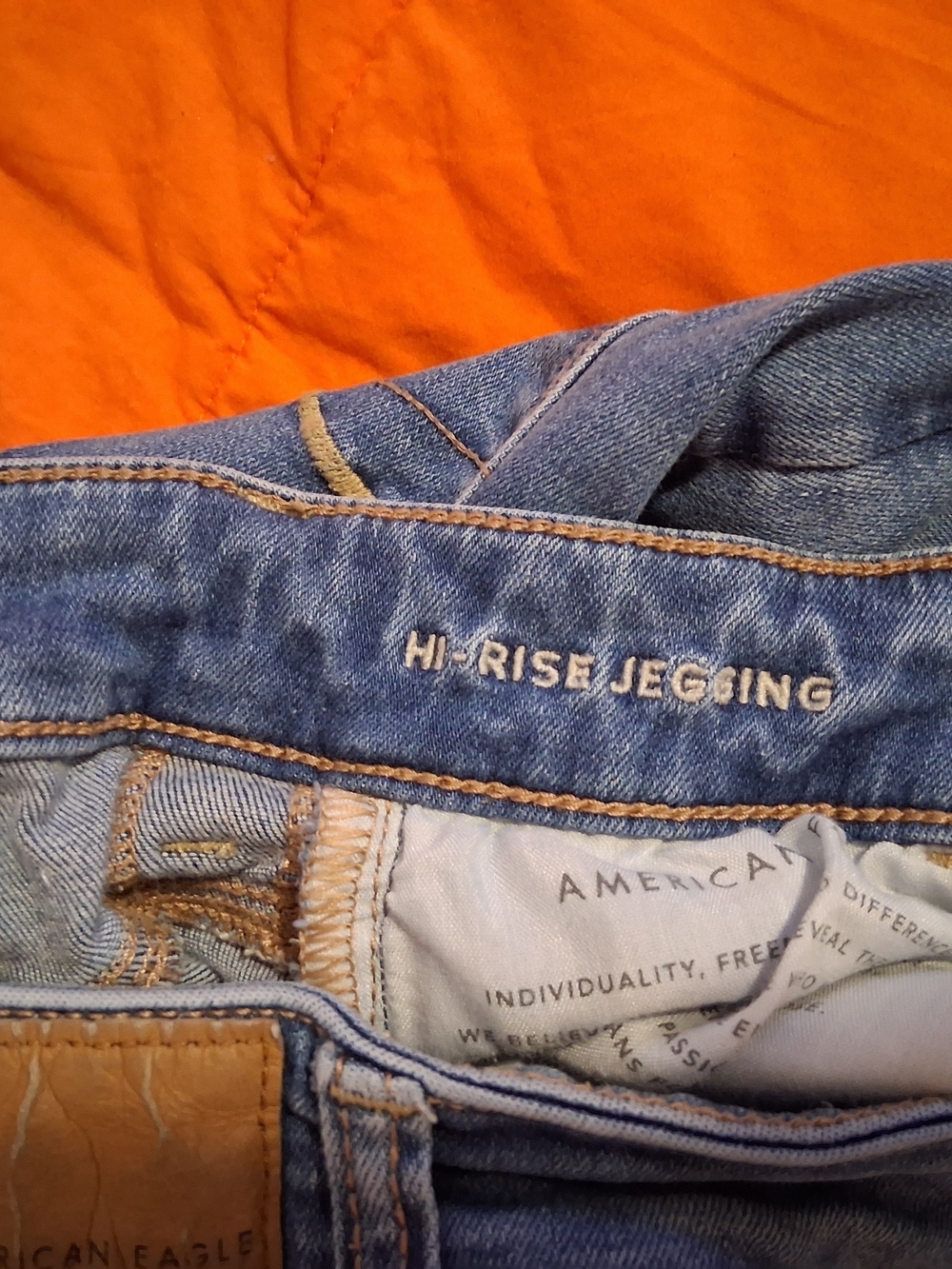 American Eagle Next Level Stretch Hi-Rise Jegging Blue Denim Jeans - Picture 8 of 9